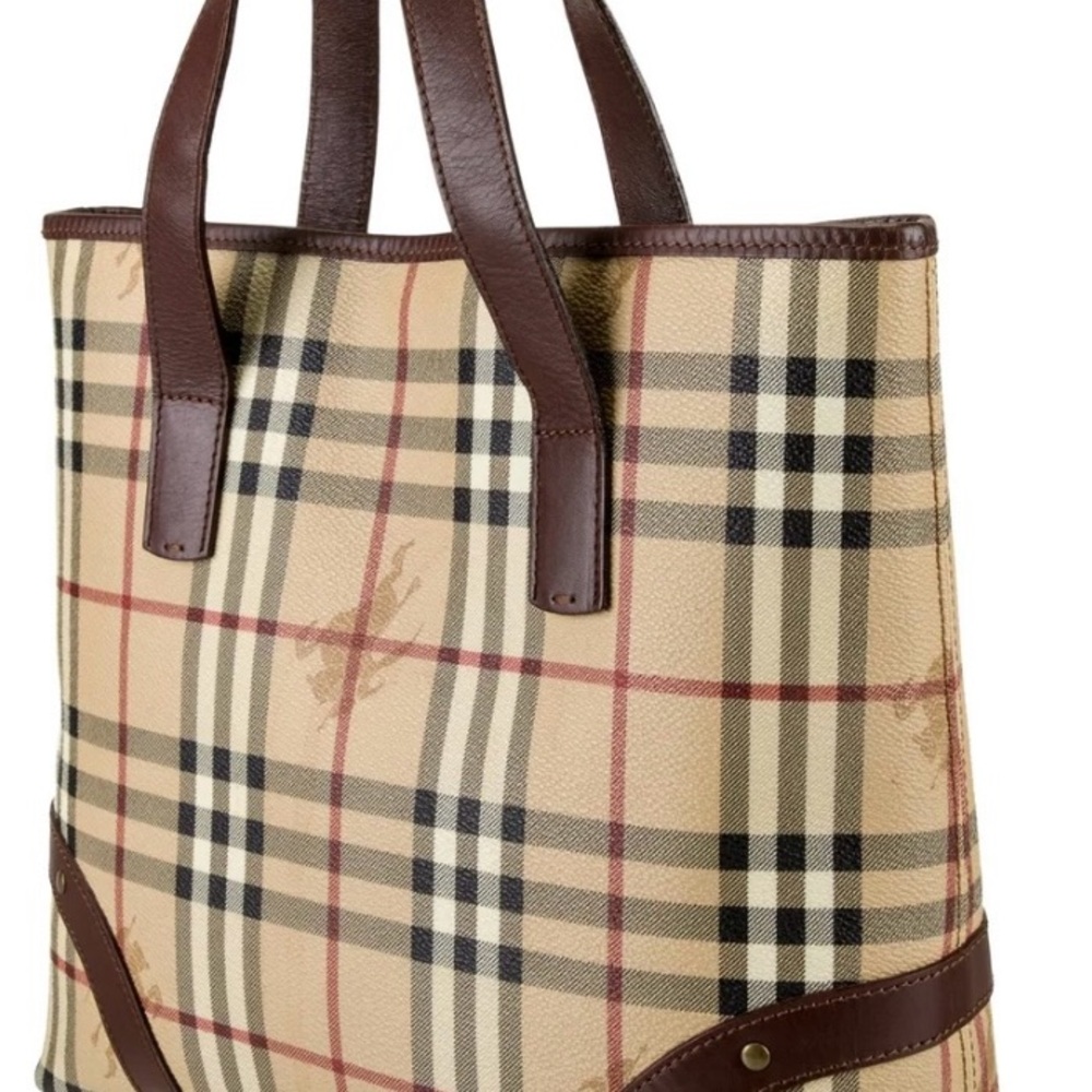 Burberry Beige and Brown Check Tote